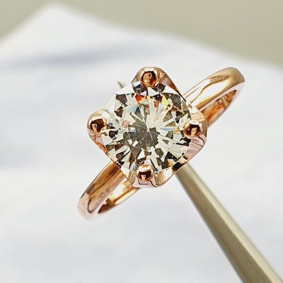 🍁 Refine Crystal Round Pure Zircon Fashion Rings for Women, EVGG1509 - Picture 2 of 6